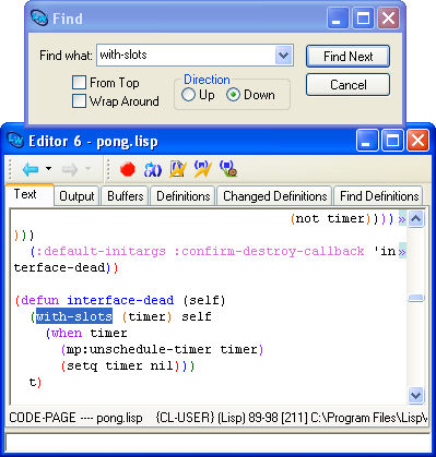 The Editor tool text view on Windows.