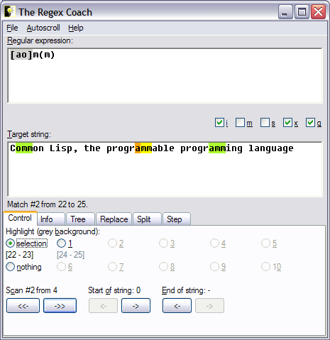 The Regex Coach on Windows